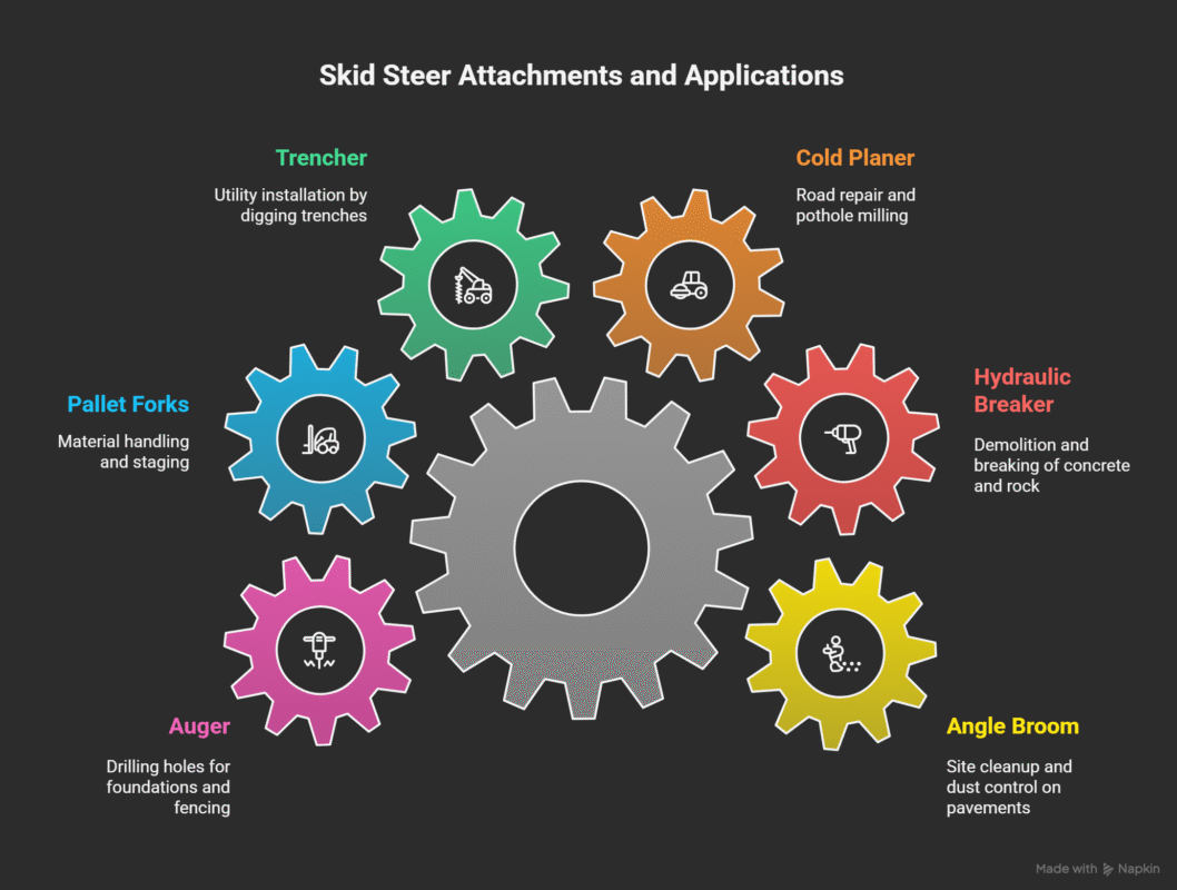 Skid Steer Attachments Compact Skid Steer Loader urban construction- visual selection