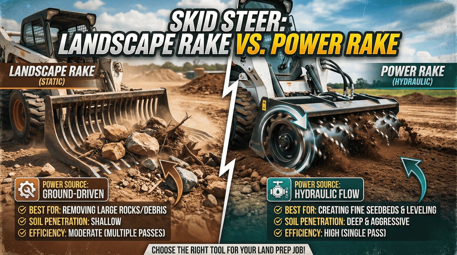 Skid Steer Landscape Rakes and Power Rakes