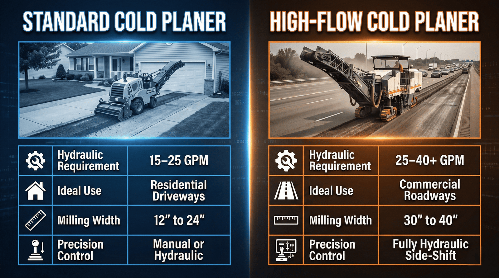 Concrete Mixers and Planers for Skid Steers comparison