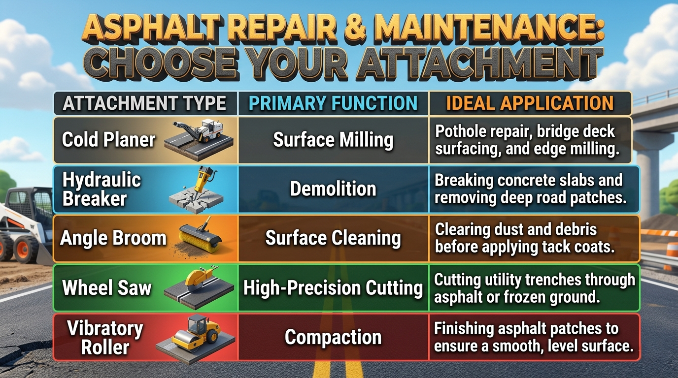 Skid Steer Attachments for Asphalt Maintenance and Road Repairs